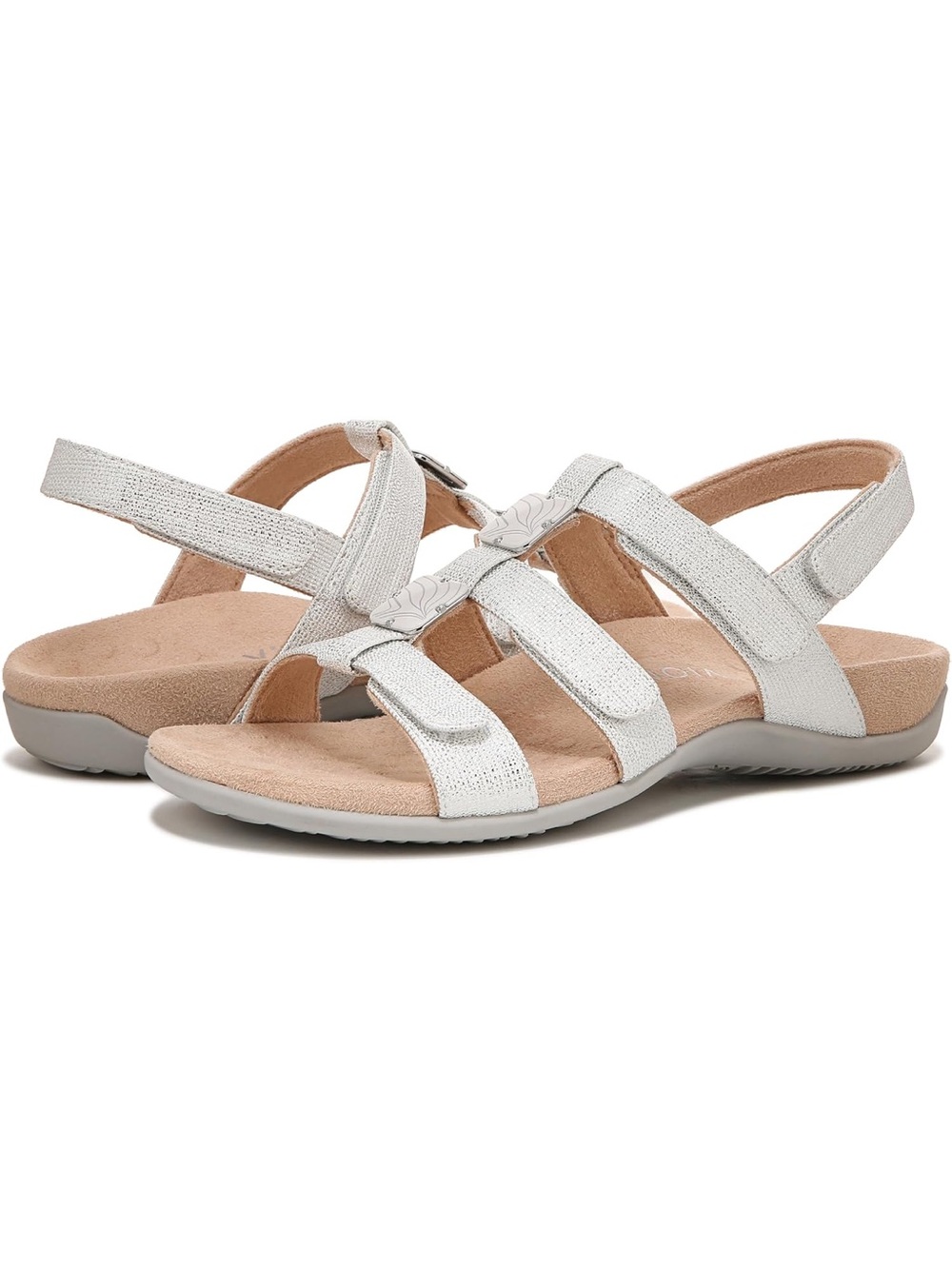 Vionic Amber Silver Metallic Orthotic
Support Backstrap Comfort Sandals 9